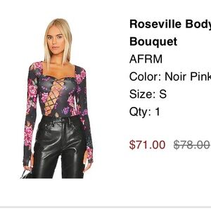 AFRM brand body suit from revolve only worn once !